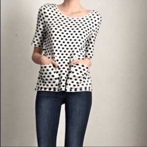 Anthropologie MOTH polka dot top shirt Size XS